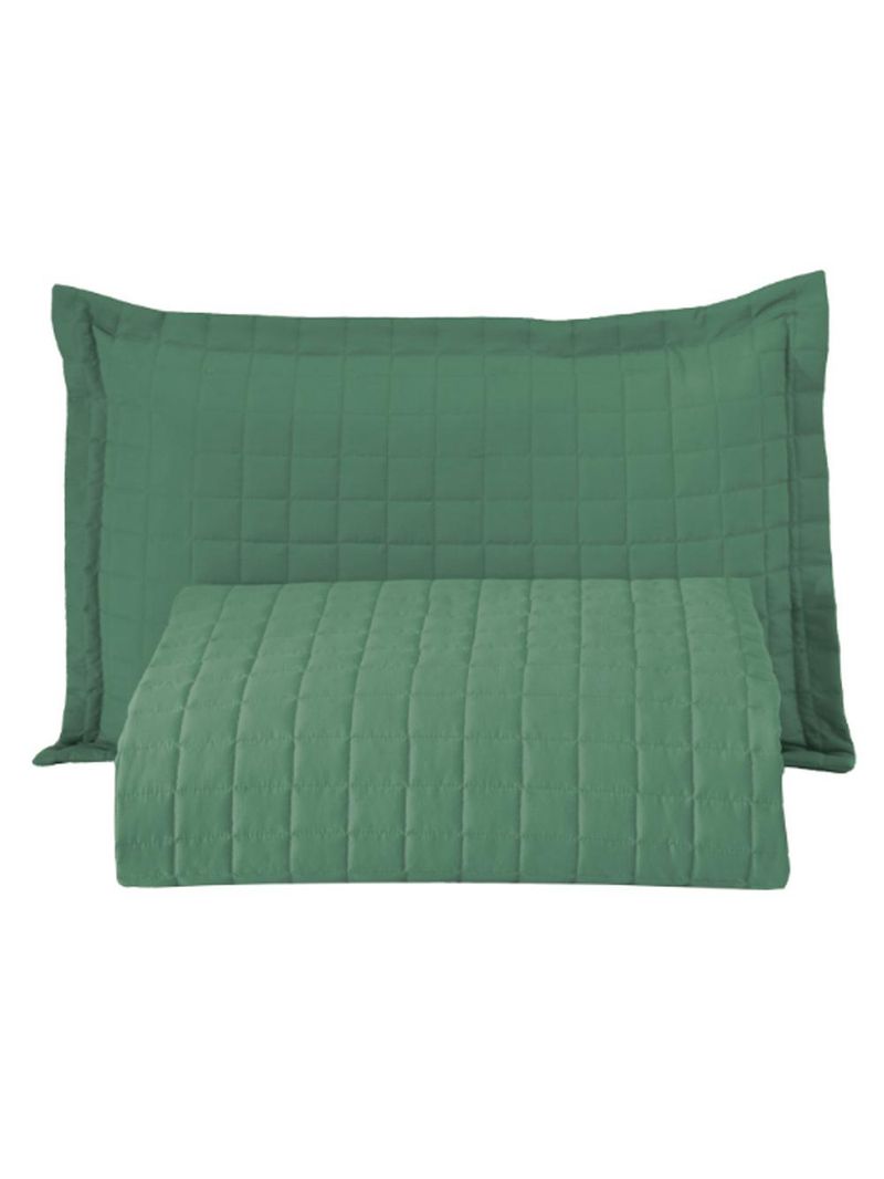 Kit cobre leito colcha bellini solteiro dupla face percal 300 fios textura matelassê 2 peças - verde