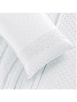 Kit cobre leito colcha bouclê queen laise bordada micropercal 200 fios 3 peças - branco neve