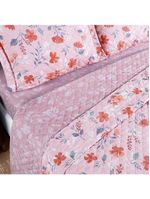Kit cobre leito colcha belle king estampado dupla face 400 fios 3 peças floral rosê
