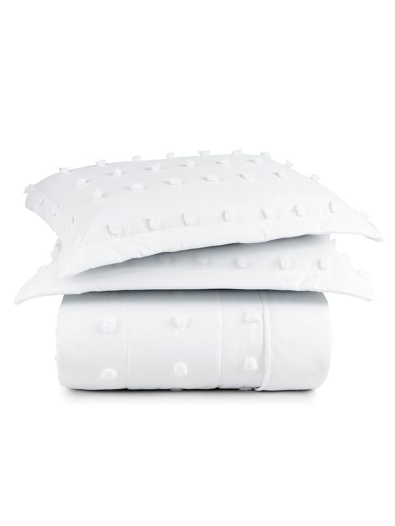 Kit cobre leito colcha alexa pompom king dupla face micropercal 3 peças - branco