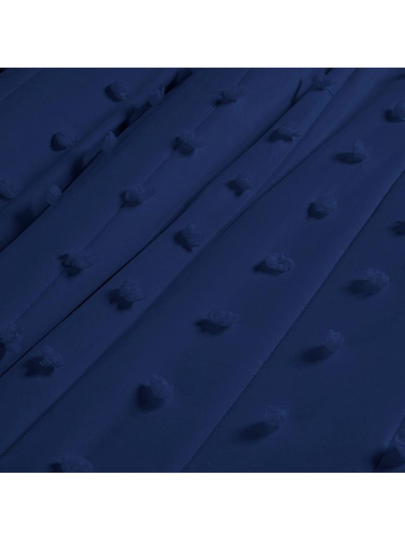 Kit cobre leito colcha alexa pompom king dupla face micropercal 3 peças - azul marinho