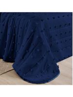 Kit cobre leito colcha alexa pompom king dupla face micropercal 3 peças - azul marinho