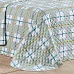 Kit cobre leito colcha belle queen estampado dupla face 400 fios 3 peças grid verde