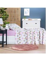 Jogo de cama lençol lutti solteiro infantil 200 fios estampado 3 peças arco íris rainbow rosa