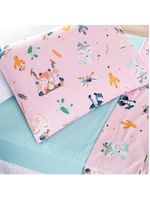 Jogo de cama lençol lutti solteiro infantil 200 fios estampado 3 peças raposa foxy rosa