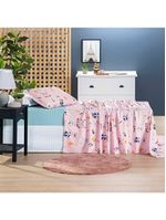 Jogo de cama lençol lutti solteiro infantil 200 fios estampado 3 peças raposa foxy rosa