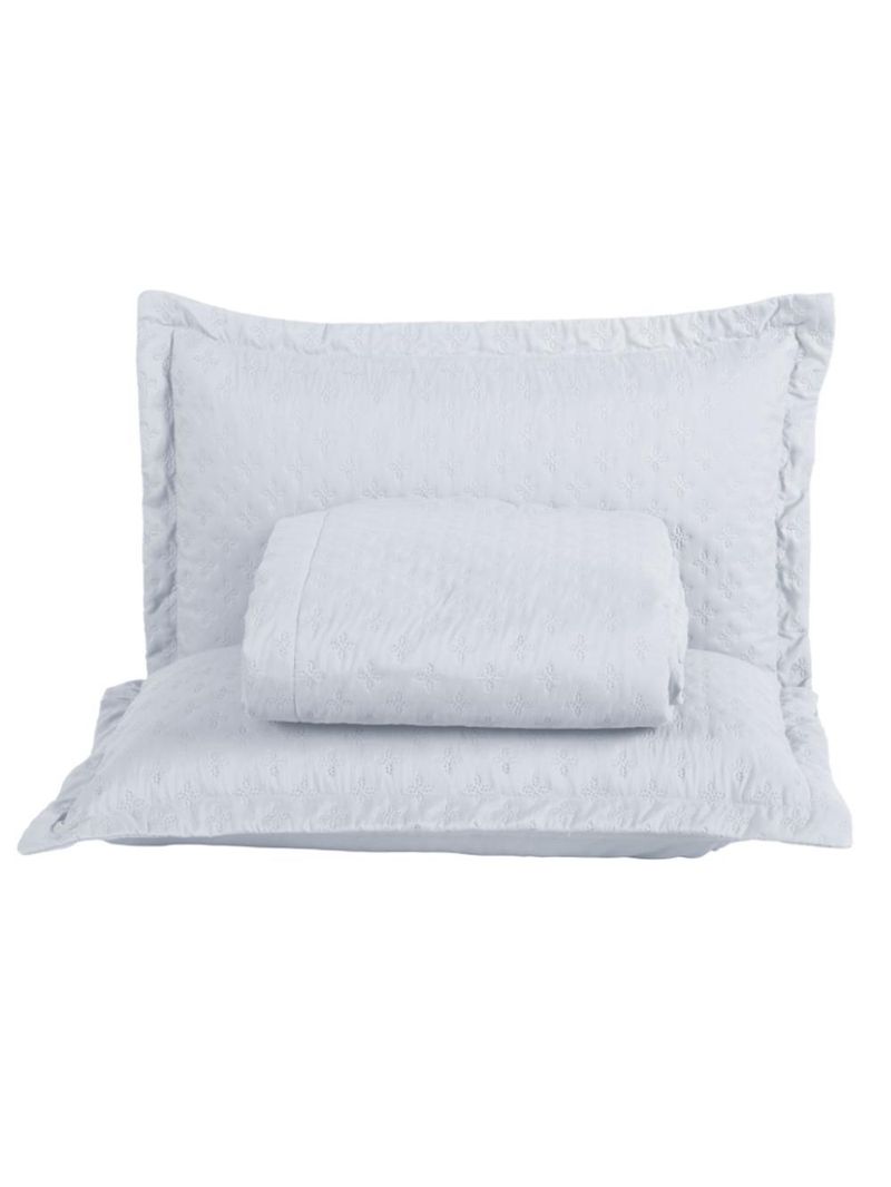 Kit cobre leito colcha atualle queen dupla face microfibra 3 peças - branco