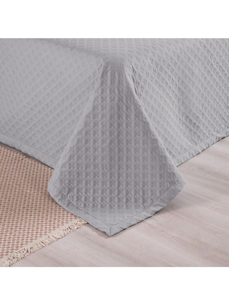 Kit cobre leito colcha atualle queen dupla face microfibra 3 peças - cinza