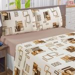 Jogo de cama quality king estampado malha algodão 4 peças - avelã