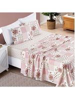 Jogo de cama lençol dallas solteiro microfibra 2 peças - rosa matura patchwork