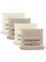 Kit c/ 4 jogos cama lençol unique casal padrão micro percal 400 fios ponto palito 4 peças - avelã + palha