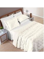 Kit cobre leito colcha adele queen dupla face micropercal 300 fios 3 peças - branco off white