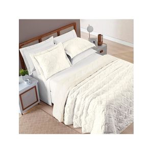 Kit cobre leito colcha adele queen dupla face micropercal 300 fios 3 peças - branco off white