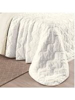 Kit cobre leito colcha adele queen dupla face micropercal 300 fios 3 peças - branco off white