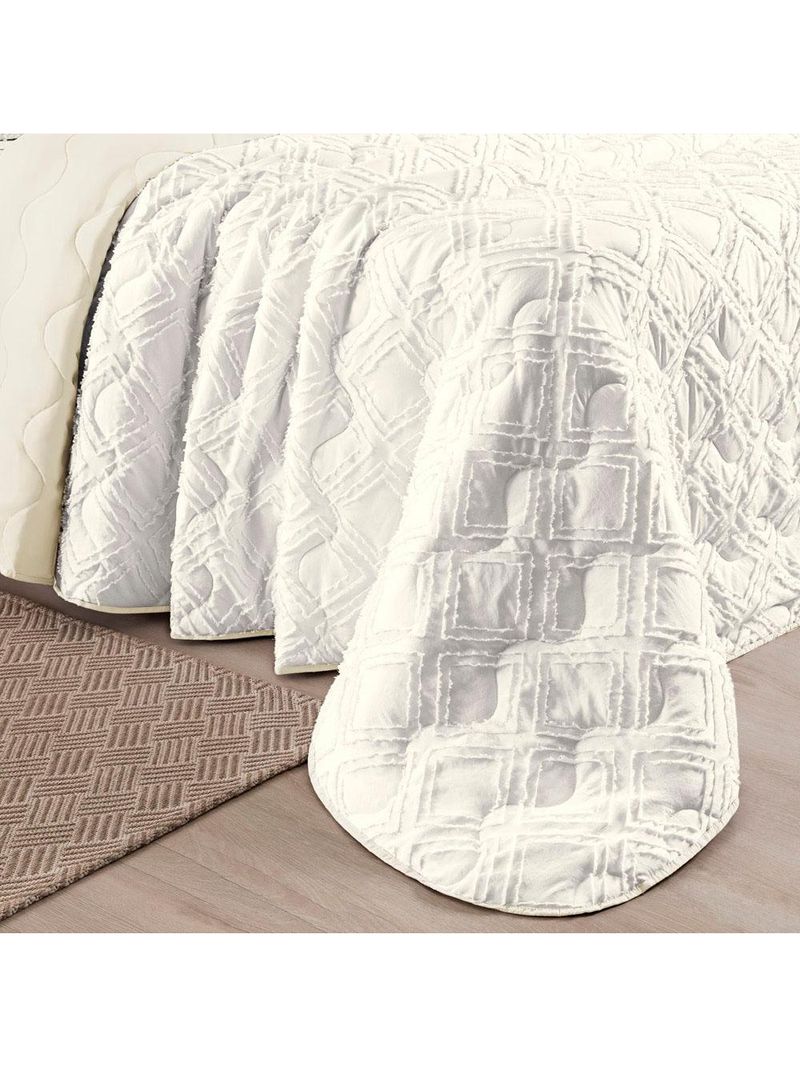 Kit cobre leito colcha adele queen dupla face micropercal 300 fios 3 peças - branco off white