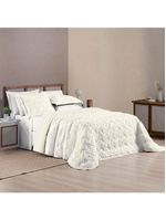 Kit cobre leito colcha adele queen dupla face micropercal 300 fios 3 peças - branco off white