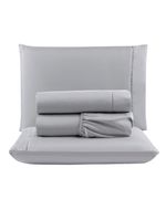 Jogo cama lençol unique queen micro percal 400 fios ponto palito 4 peças - cinza
