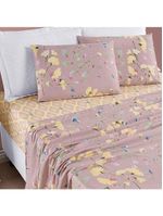 Jogo de cama lençol dallas queen microfibra 4 peças - rosê lavanda floral