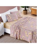 Jogo de cama lençol dallas queen microfibra 4 peças - rosê lavanda floral