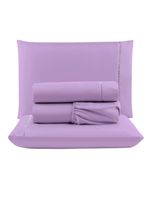 Kit c/ 4 jogos cama lençol unique casal padrão micro percal 400 fios ponto palito 4 peças - lilás + branco
