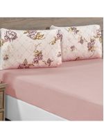 Jogo de cama lençol siena solteiro malha estampada algodão 2 peças - rosê florido