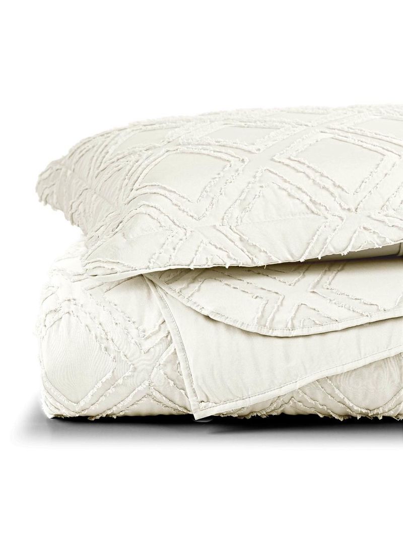 Kit cobre leito colcha adele king dupla face micropercal 300 fios 3 peças - branco off white