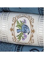 Jogo de toalhas de banho bordado ponto russo pássaros 100% algodão 5 peças - azul