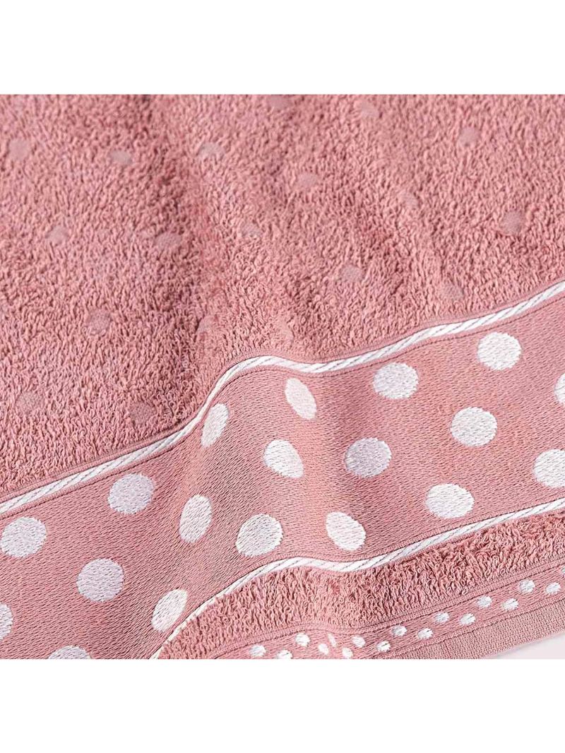 Jogo de banho meggy poá bolinhas toalhas macias 100% algodão 5 peças rosê e pérola