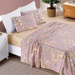 Jogo de cama lençol dallas casal padrão microfibra 4 peças - rosê lavanda floral