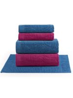 Jogo de banho native toalhas macias costela de adão 100% algodão fio penteado 5 peças azul e pitáia