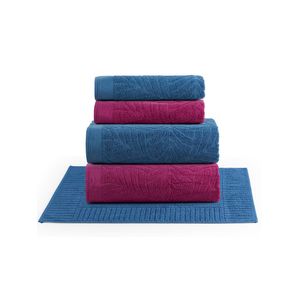 Jogo de banho native toalhas macias costela de adão 100% algodão fio penteado 5 peças azul e pitáia