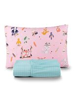 Jogo de cama lençol lutti solteiro infantil 200 fios estampado 2 peças raposa foxy rosa