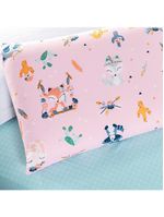 Jogo de cama lençol lutti solteiro infantil 200 fios estampado 2 peças raposa foxy rosa