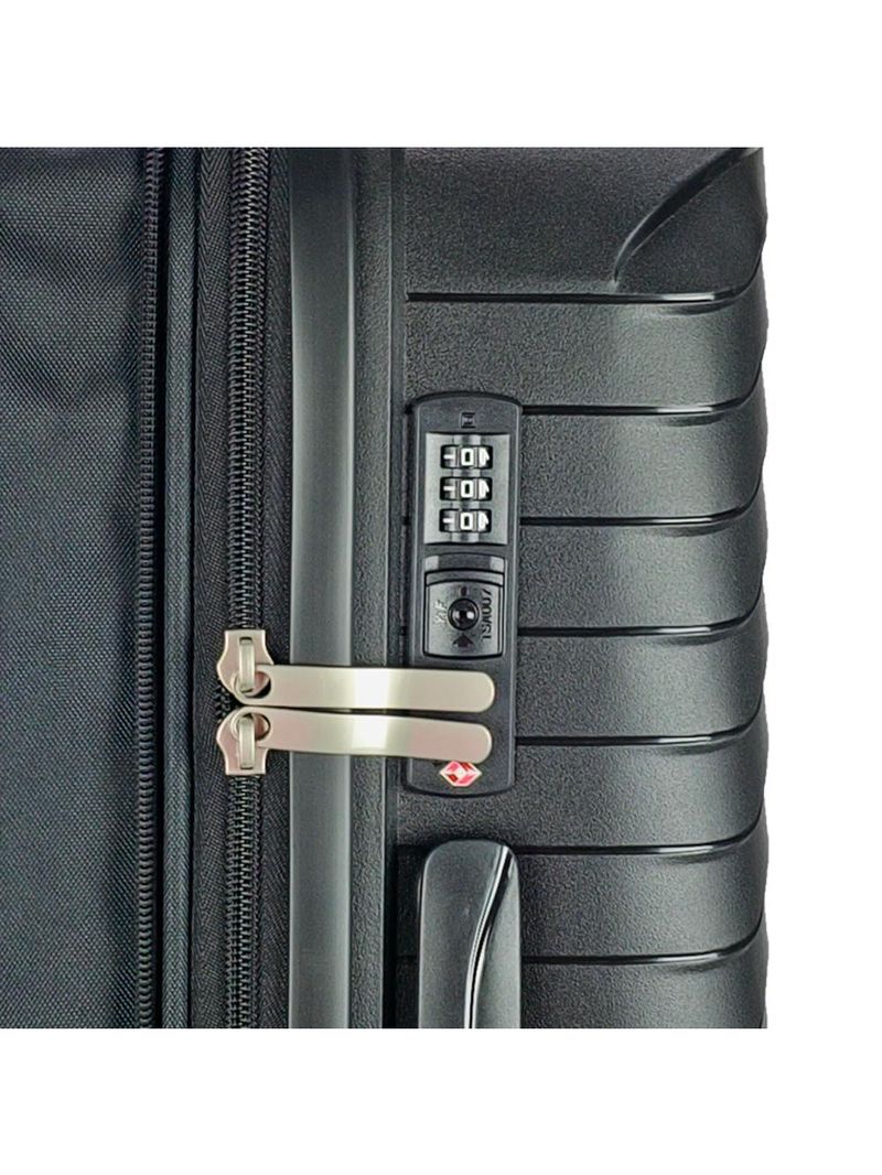 Mala média 23kg lansay preto expansível linha orium rodas 360° tsa