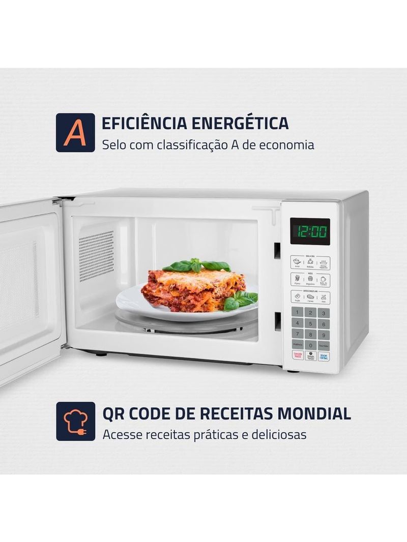 Micro-ondas mondial mo-01-21-w com função tira odor e manter aquecido branco - 21l
