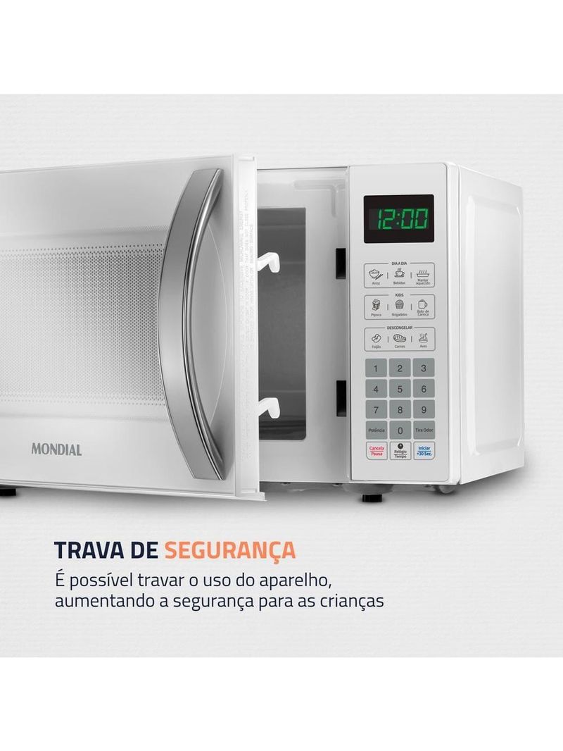 Micro-ondas mondial mo-01-21-w com função tira odor e manter aquecido branco - 21l