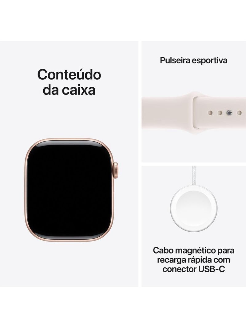 Apple watch series 11 gps+ cellular 46mm ouro rosa pulseira m/g esportiva blush-clara