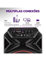 Caixa amplificada mondial connect party plus cm-250 com bluetooth, usb e rádio fm - 250w