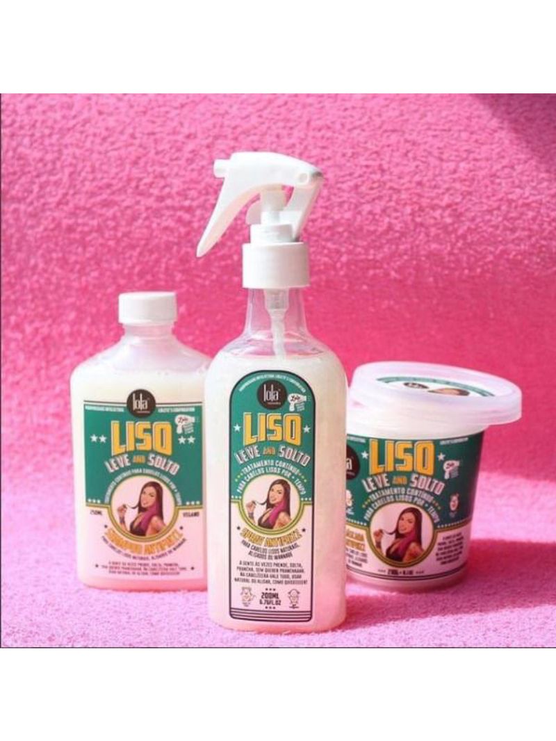 Lola cosmetics liso leve and solto kit - shampoo + máscara + spray