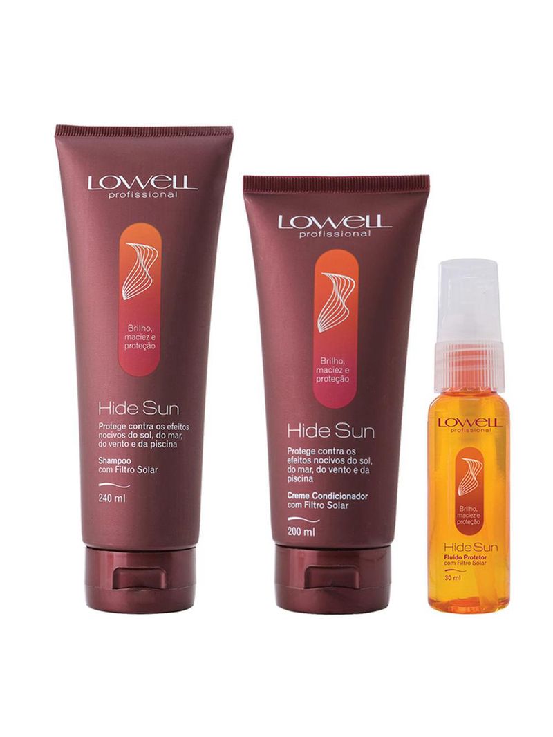 Lowell hide sun kit -  shampoo + condicionador + fluído