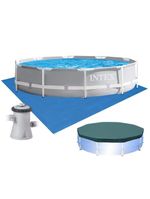 Piscina Intex 4485 Litros Estrutural Prism Cinza Capa Bomba 220v E Forro Intex