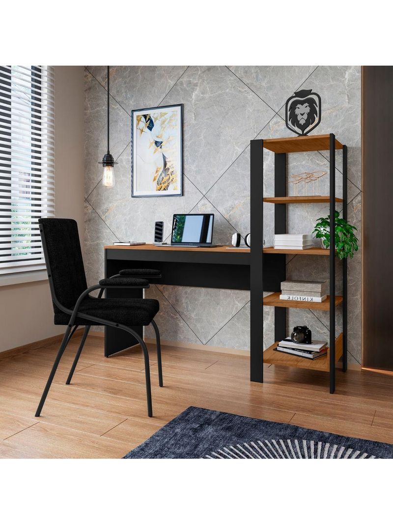 Cadeira Office Com Estofado De Tecido Confortável Onix Preto