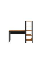 Mesa Escritório Computador Multiuso Com Estante Lateral Artemis Canela