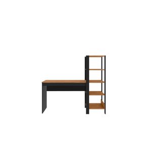 Mesa Escritório Computador Multiuso Com Estante Lateral Artemis Canela