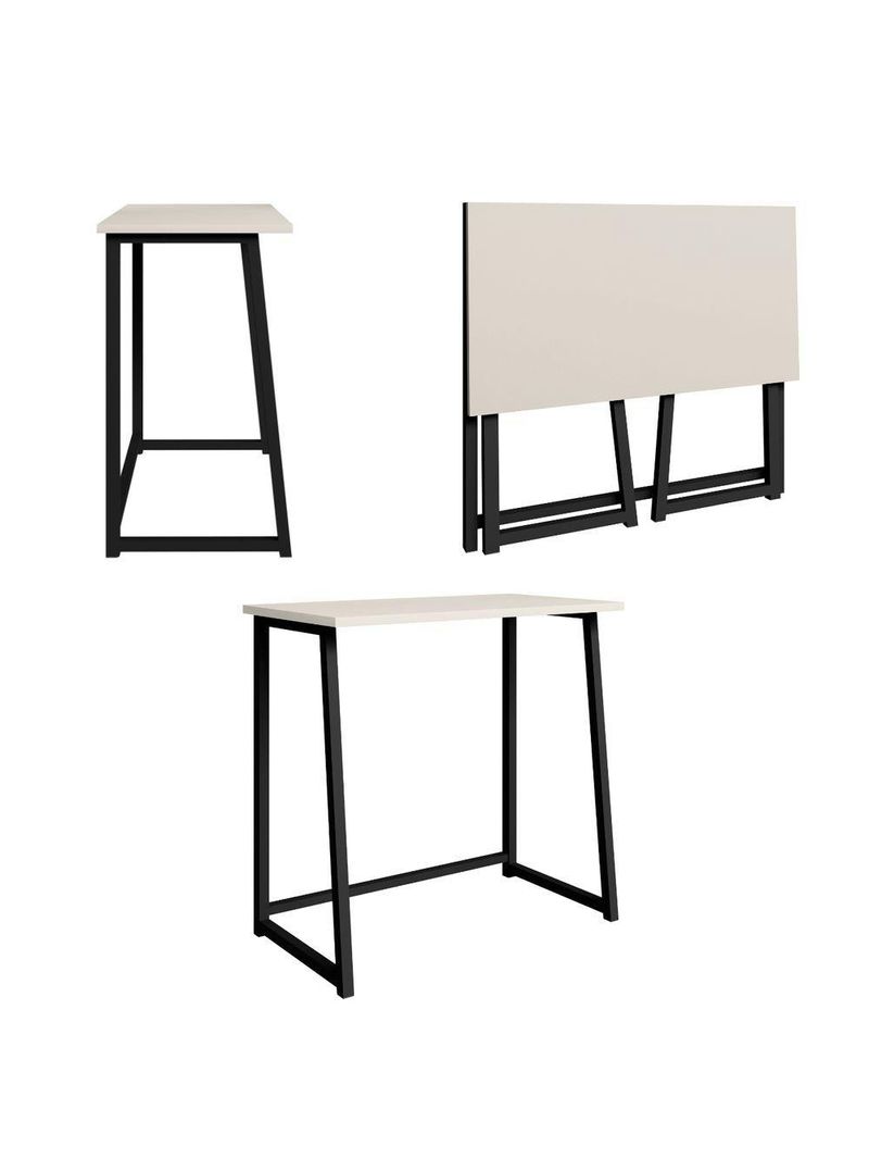 Mesa Escrivaninha Dobrável Para Notebook Aço Fit Off White