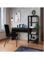 Escrivaninha Mesa De Estudo Office 120 Cm Com Prateleira Artemis Preto