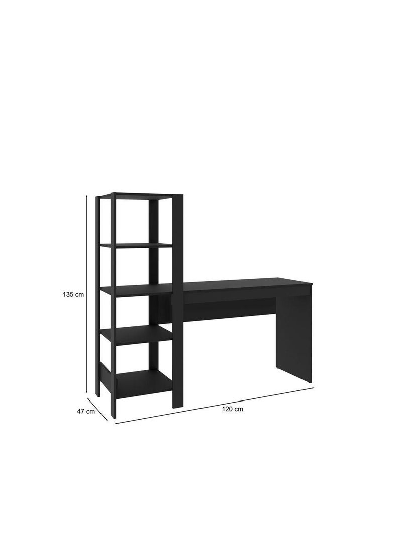 Escrivaninha Mesa De Estudo Office 120 Cm Com Prateleira Artemis Preto