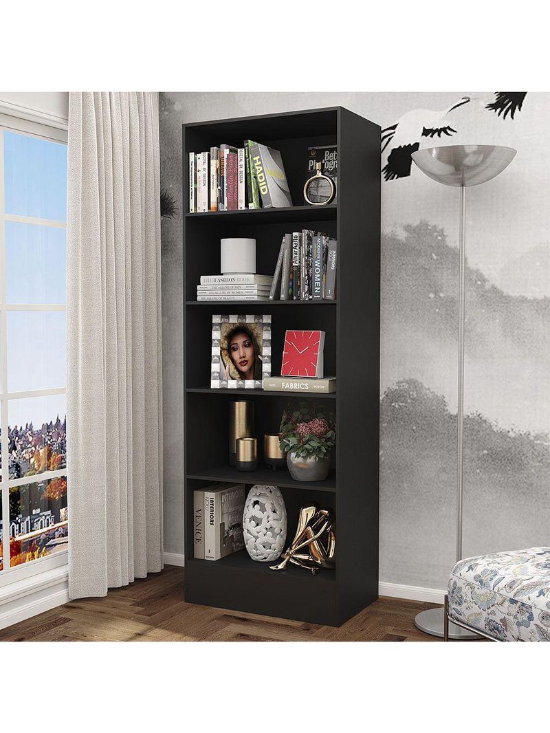 Estante Clarice 180cm Em Mdp Carioca Móveis Preto