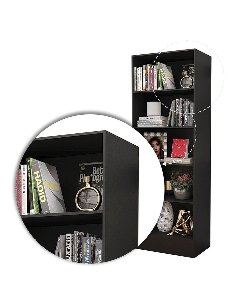 Estante Clarice 180cm Em Mdp Carioca Móveis Preto