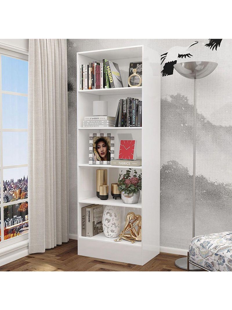 Estante Clarice 180cm Em Mdp Carioca Móveis Branco